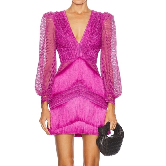 PatBO Long Sleeve Fringe Mini Dress - Picture 3 of 13